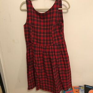 Tuesday of California Plaid Pinafore Dress Medium